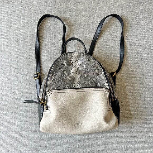 Fossil Felicity Faux Leather Backpack Python Snake print - Picture 1 of 12